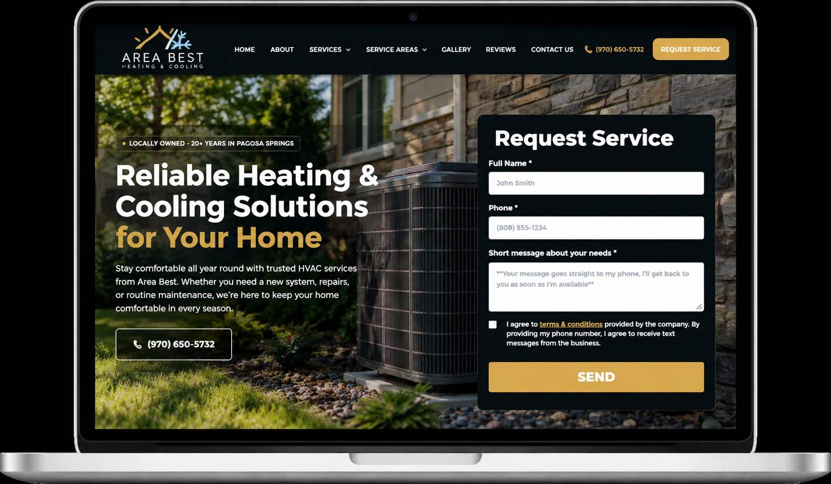 Area Best Heating & Cooling website