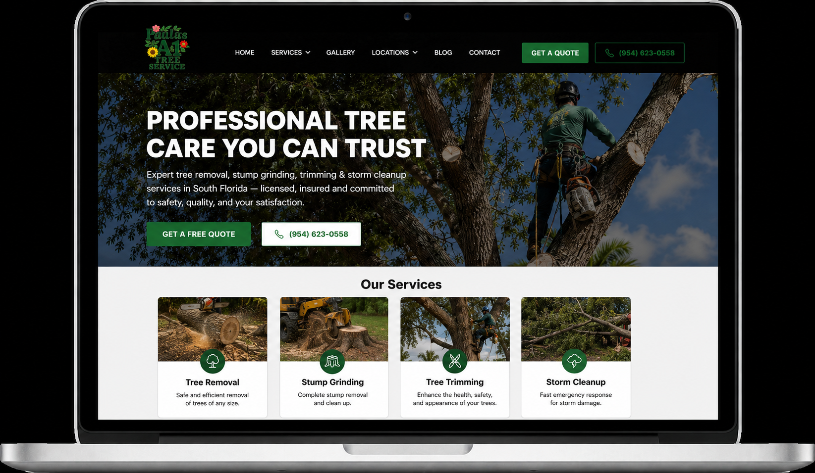 Paula's A1 Tree Removal & Stump Grind website